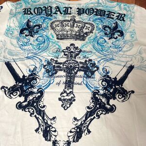 NWT Y2K Ablanche White XL 100% Cotton Embroidered ROYAL POWER Cross And Crown